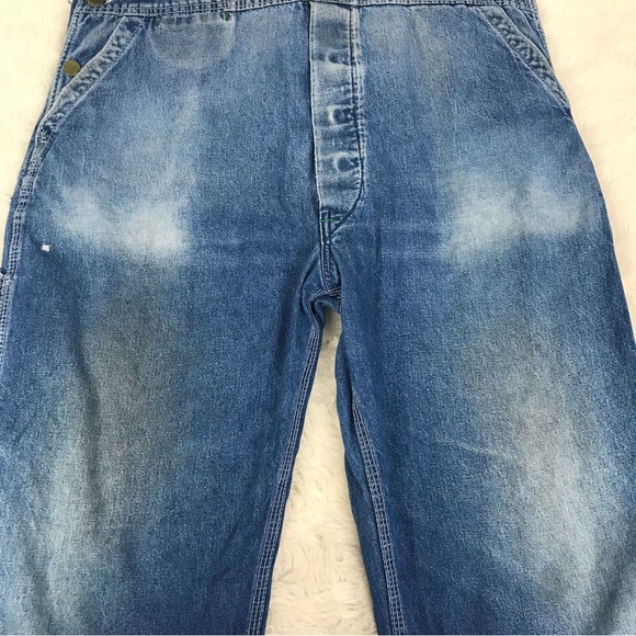 BIG‎ SMITH Mens Distressed Denim Bib Overalls Chore Farm Carpenter Size 39 - Picture 8 of 16